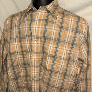Vintage Wrangler Pearl Snap Men's Long Sleeve Cream Shirt Size XL